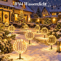 Salcar LED Kugelleuchten Garten Außen 30 cm – 3er Set Metall Leuchtkugeln mit Timer und 8 Lichtmodi