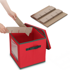 Salcar Aufbewahrungsbox für 64 Weihnachtskugeln – Faltbare Weihnachtsdeko-Box 30,5 cm mit Fächern & flexiblen Trennwänden, Transparentes Sichtfenster