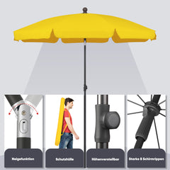 Sekey 200 cm parasol with protective cover, sun protection UV50+