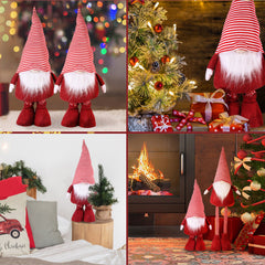 Salcar Weihnachtsdeko Wichtel XL – Großer Deko-Gnom aus Filz, höhenverstellbar von 60–92 cm, Teleskopbeine, perfektes Geschenk zu Weihnachten & Thanksgiving – Rot Salcar