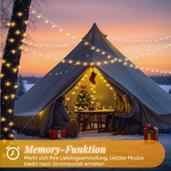 Salcar LED Lichterkette mit 5m/10m/15m/20m Länge – 50–300 LEDs, Fernbedienung, 8 Modi, Timer & IP44 Wasserdicht, für Weihnachtsdeko, Party, Hochzeit, Garten – Warmweiß