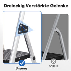 Sekey Aluminium Trittleiter 4/5 Stufen – Klappbar, Rutschfest, Mit Werkzeugablage, TÜV EN131-2, 140/160 cm, Bis 150 kg, Für Haushalt, Garage & Garten