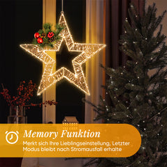 Salcar LED Weihnachtsstern 45 cm, Metall Leuchtstern mit 720 LEDs, 8 Modi & Timer, Stern Fenster Deko, Innen & Außen, Warmweiß