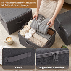 Sekey Aufbewahrungsboxen 3er Set mit Deckel | Stoffboxen 40 × 30 × 25 cm – formstabil, faltbar & vielseitig einsetzbar