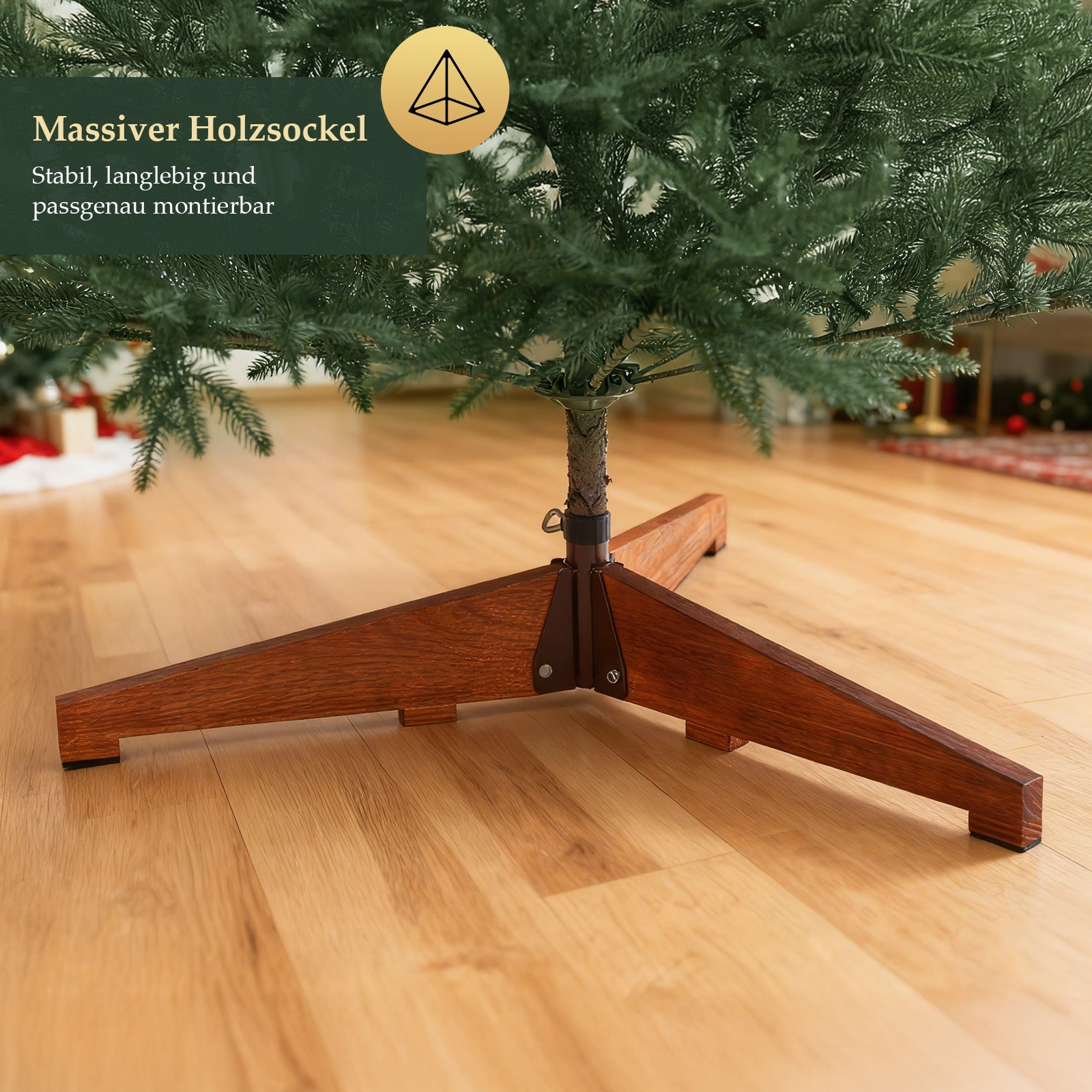 SALCAR Premium Künstlicher Weihnachtsbaum aus 100 % PE Spritzguss – Realistischer Fichtenbaum mit naturgetreuem Stamm, stabilem Holzständer und Aufbewahrungsbeutel – 180 cm / 210 cm