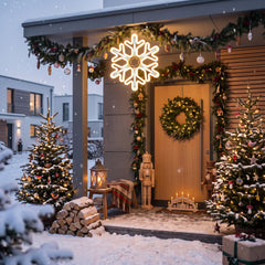 Salcar LED Schneeflocke 45 cm Warmweiß & Kaltweiß – 420 LEDs, IP44, Timer, Weihnachtsdeko