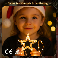 Salcar LED Sterne Lichtervorhang, 2m 160 LEDs, 10 Sterne, 8 Modi, Timer & Memory – Weihnachtsbeleuchtung für Innen & Außen, Warmweiß/Bunt, IP44 Wasserdicht