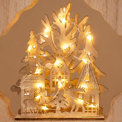 Salcar LED Schwibbogen aus Holz, 3D Weihnachtsdeko mit Weihnachtsdorf, 20 warmweiße LEDs, batteriebetriebener Lichterbogen für Fensterbank, Regal & Sideboard