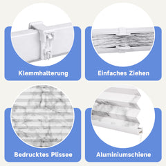 Sekey Plissee ohne Bohren – Lichtschutz Rollo Klemmfix aus Vliesstoff für Fenster & Türen, in grauer Marmoroptik