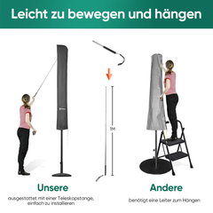 Sekey 175 x 30,5/36,5 cm Schutzhülle für 300 cm Sonnenschirm, aus Polyester-Gewebe Sekey