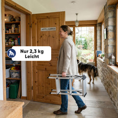 Sekey Trittleiter 3 Stufen aus Aluminium – Beidseitig Begehbar, Rutschfest, TÜV & SGS geprüft, bis 150 kg belastba