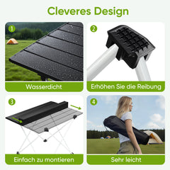 Sunula Klappbarer Campingtisch, Ultraleicht 1,7 kg, 30 kg Tragkraft, Wasserdicht, Rutschfest, 3 Größen, Einfach zu Montieren, Für Camping, Picknick, Garten, Outdoor