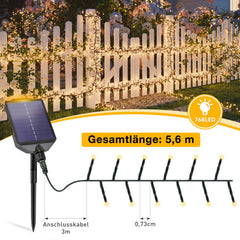 Salcar Solar Cluster Lichterkette Außen mit Fernbedienung – Warmweiß LED Lichterkette mit 13 Modi, Solar & USB Aufladung, Wetterfest Gartenbeleuchtung für Balkon, Terrasse & Party