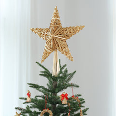Salcar Christbaumspitze Strohstern Weihnachtsbaum Dekoration für Weihnachten, Tannenbaumspitze für den Christbaum, 25cm
