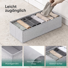 Sekey Schubladen Organizer – 22 × 51 × 11 cm, je 8 Fächer, faltbare Stoffboxen für Unterwäsche & Socken