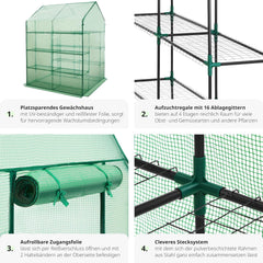Sunula Robust Walk-In Multi-Tier Greenhouse 145x145x200 cm – 10 Adjustable Shelves, PE Cover, Steel Frame, Temperature Control, Rustproof &amp; Expandable, Ideal for Balcony &amp; Terrace