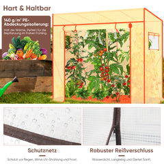 Sekey Tamara XL tomato greenhouse – foil greenhouse tent with roll-up door, sturdy frame 200 x 77 x 146/170 cm