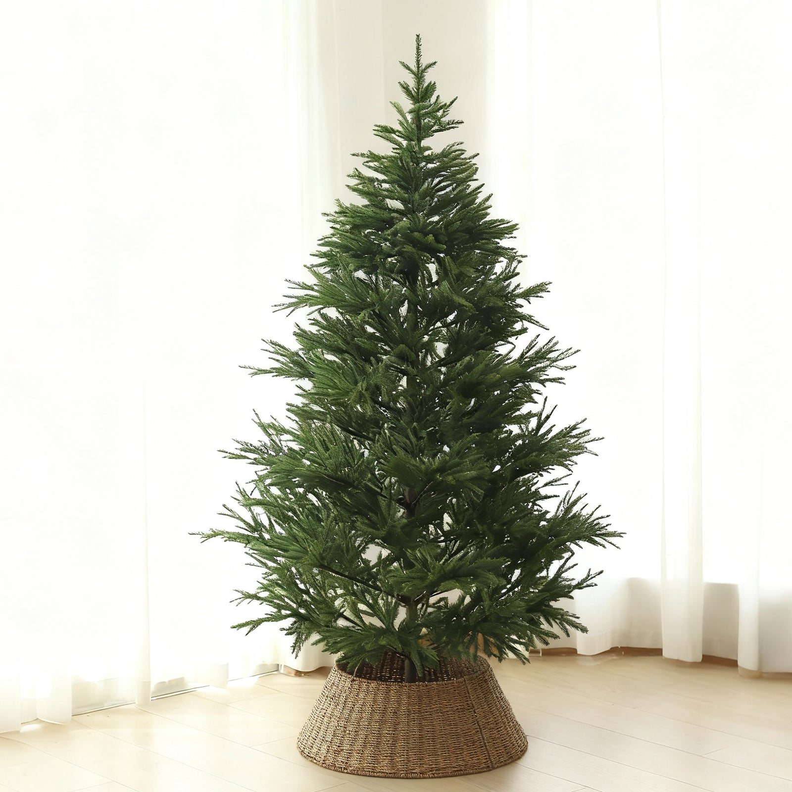 Salcar Weihnachtsbaumdecke aus Seegras – Handgefertigter Weihnachtsbaumrock in Natur, Ø 60 / 68 cm, Stilvolle Abdeckung für den Baumständer