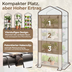 Sekey Mini Greenhouse for Tomatoes with 4 Levels – Compact Foil Greenhouse for Balcony &amp; Garden, Stable &amp; Space-Saving (160×70×50 cm)
