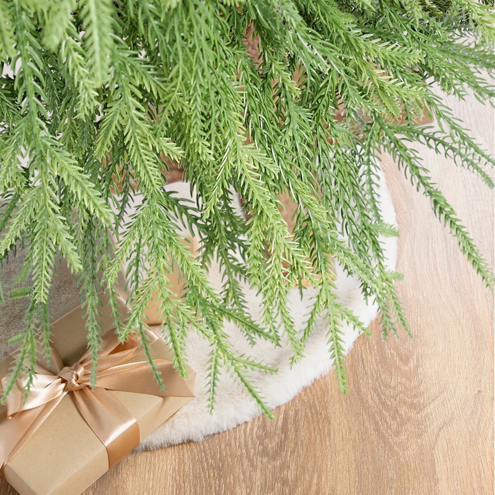Salcar Künstlicher Weihnachtsbaum mit echtem Holzstamm – 100 % PE, zartgrün – 90 cm / 120 cm, naturgetreu & pflegeleicht