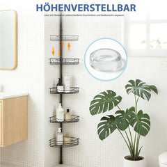 Sekey Duschregal Ohne Bohren – Höhenverstellbares Teleskop-Duschregal 79–315 cm mit 4 festen Körben, Eck-Design & stabiler Stand für Badezimmer