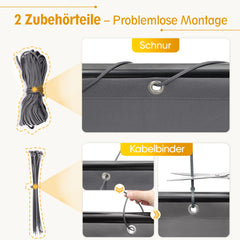 Sunula Balkon Sichtschutz, blickdicht, PES Gewebe, winddicht, ohne Bohren, mit Kabelbindern und Kordel, reißfeste Ösen, wetterfest, anthrazit SEKEYMALL