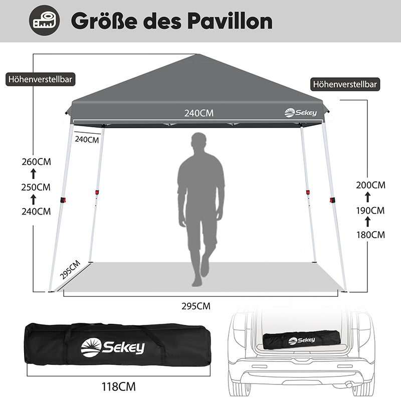 Sekey  300 x 300 cm Faltpavillon Mit Belüftetes Dach