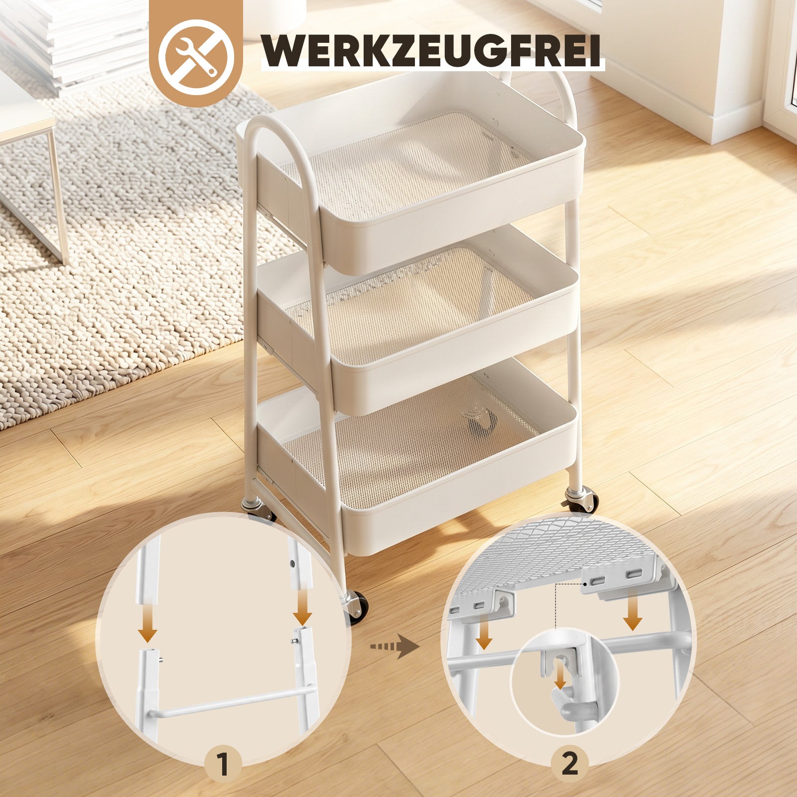 Sekey Rollwagen Küche 30 cm – Schmaler Servierwagen aus Metall mit Rol – sekeymall