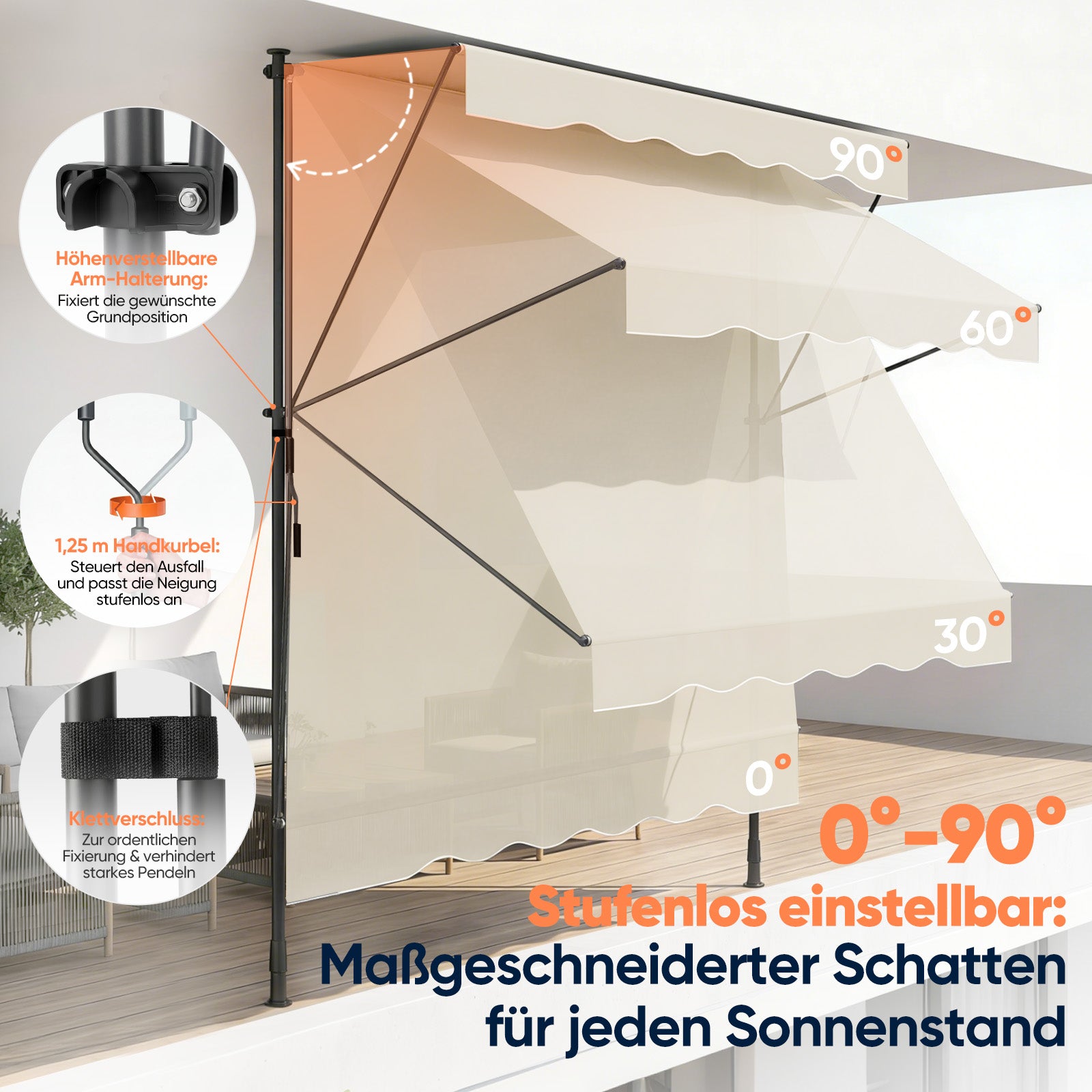 markise balkon ohne bohren 350 cm Sekey Klemmmarkise ohne Bohren Beige (200–350 cm Breite), 130 cm Ausfa – sekeymall
