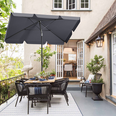 Sekey, 200x125 cm Rectangular Balcony Parasol, with Protective Cover, Sun Protection UV 50+ 