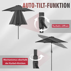 Sekey 220 cm parasol with crank and auto tilt, sun protection UV50+