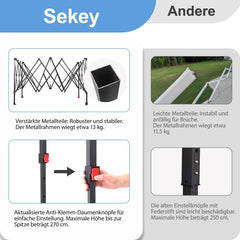 Sekey 3x3 m folding gazebo with 4 side panels and 4 sandbags