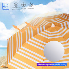 Sekey ∅ 180 cm aluminum beach umbrella with protective cover and ground sleeve, sun protection UV50+