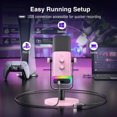 FIFINE USB/XLR Dynamic Microphone with Mute Button and Headphone Jack, AM8