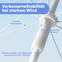 Sekey Sonnenschirm Ø160 cm rund – mit Tragetasche & Bodenhülse, für Balkon & Strand Sekey