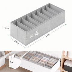 Sekey Schubladen Organizer – 22 × 51 × 11 cm, je 8 Fächer, faltbare Stoffboxen für Unterwäsche & Socken