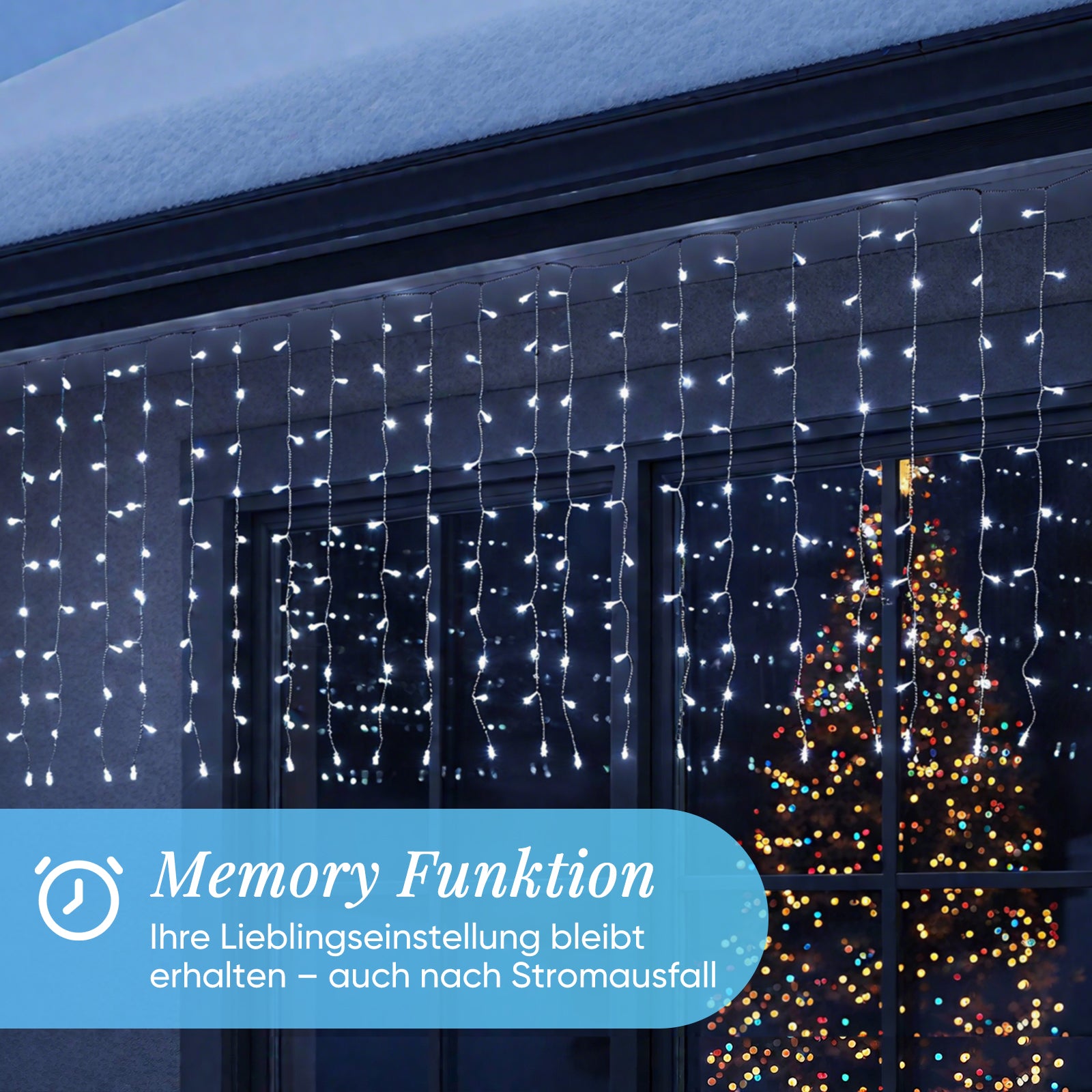 SALCAR LED Eisregen Fenster Lichtervorhang – Kaltweiß, 8 Modi, Timer & Memory, IP44 Wasserdicht – Für Innen & Außen, Weihnachtsbeleuchtung für Fenster, Balkon & Wand (2m/3m/6m)