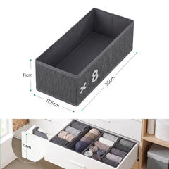 Sekey Schubladen Organizer – 17,5 × 35 × 11 cm, faltbare Stoffboxen ohne Fächer für Kommode & Kleiderschrank