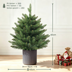 Salcar Künstlicher Weihnachtsbaum Nordmanntanne – PE & PVC, kleiner Christbaum mit dekorativem Topf, 60/90/120 cm