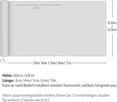 Sekey Balkon Sichtschutz Taupe – Wasserdichte Oxford Balkonabdeckung mit Nylon-Kabelbindern, UV-beständig, Blickdicht & Windschutz, Rostfreie Ösen, Einfach zu Installieren Sekey