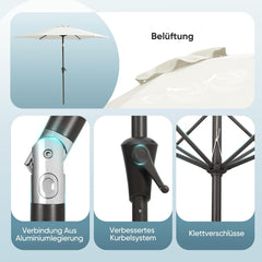 Salcar Sonnenschirm Ø 2,7 m – Kurbelschirm mit Knickgelenk, UPF 50+, UV-Schutz & wasserabweisend, GRS-zertifiziertes Polyester, für Garten, Terrasse & Balkon Sekey