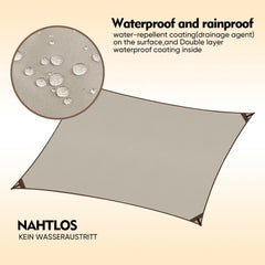 Sekey Sun Shade Sail with Kit PES Sun Protection Sail Waterproof 