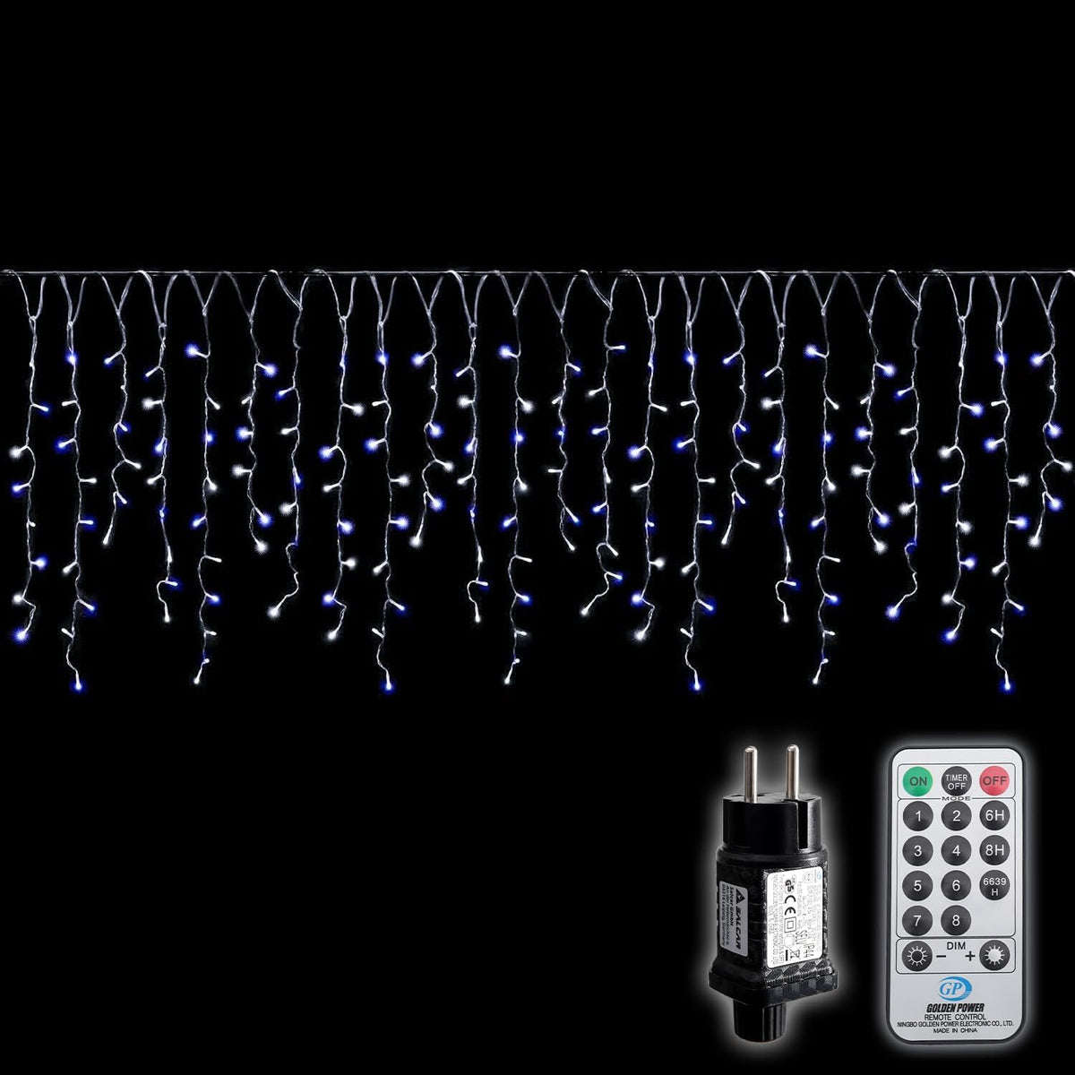 SALCAR 5m LED Eisregen Lichterkette Außen – 200 LEDs mit Fernbedienung, 8 Modi & IP44 Wasserschutz, LED-Lichtervorhang für Weihnachten, Pavillon, Balkon & Innen/Deko