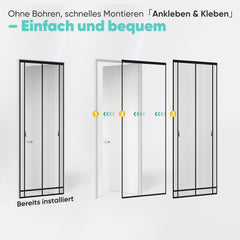 Sekey Magnet Fliegengitter für Balkontür – Zuschneidbar, Insektenschutz ohne Bohren, mit 4 cm Klettband & Doppelnähten, Schwarz – Ideal für Balkon, Terrasse & Schlafzimmer