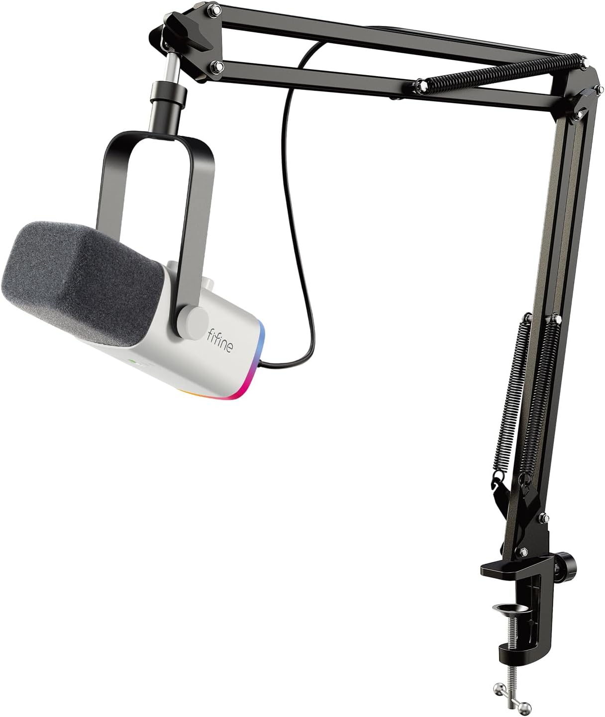 FIFINE USB / XLR Dynamic Microphone with Arm, Mute Button and Headphone Jack