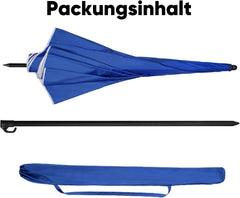 Sekey Sonnenschirm Ø160 cm rund – Strand- & Balkonschirm mit Neigungswinkel & Höhenverstellung, inkl. Schutzhülle, 140 g/m² Polyester, für Garten, Terrasse & Strand