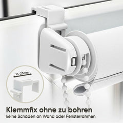 Sekey Verdunklungsrollo ohne Bohren, Klemmfix Seitenzugrollo aus Vliesstoff, 90 % Lichtundurchlässig, Grau