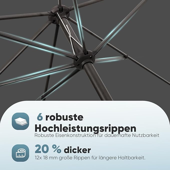 Salcar Sonnenschirm Ø 2,7 m – Kurbelschirm mit Knickgelenk, UPF 50+, UV-Schutz & wasserabweisend, GRS-zertifiziertes Polyester, für Garten, Terrasse & Balkon