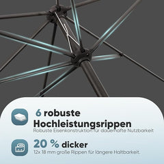Salcar Sonnenschirm Ø 2,7 m – Kurbelschirm mit Knickgelenk, UPF 50+, UV-Schutz & wasserabweisend, GRS-zertifiziertes Polyester, für Garten, Terrasse & Balkon