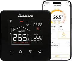 SALCAR Smart WLAN Thermostat – Programmierbarer Raumthermostat für elektrische Fußbodenheizung 230V mit LCD-Display, Tuya kompatibel (16A)